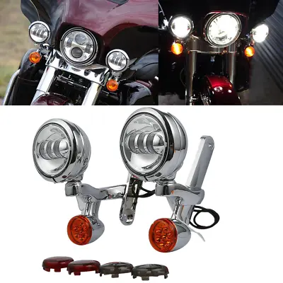 Turn Signal LED Spot Fog Light Bracket For Harley Electra Street Glide FLHX FLHR • $148.50