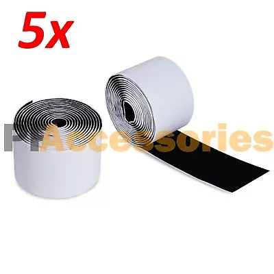 5 Rolls 3 FT 1  Inch Self Adhesive Tape Hook And Loop Fastener Sticky Back Black • $10.99