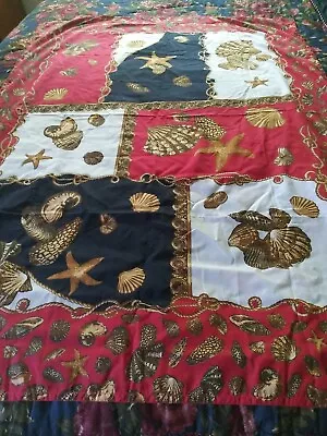 $39.99 • Buy Jim Thompson Silk Vibrant Sea Shell/Nautical Print Scarf Signed 42  X 56 