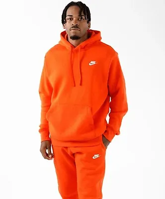 NWT S-XL Nike Sportswear Club Fleece Pullover Hoodie Team Orange BV2654-891 • $39.95