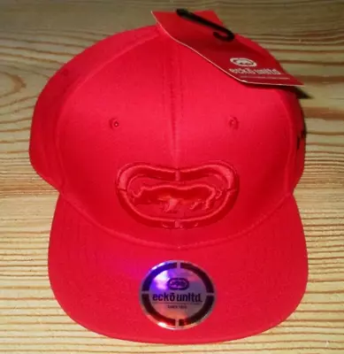 Mens Ecko Unltd Rhino Solid Red Hat Snapback Adjustable Cap One Size • $19.95