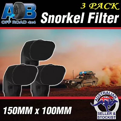 3x BLACK Snorkel Sock Pre Filter Cleaner 3 150x100mm Ram Head Cover Air Filter • $63