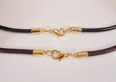 Leather Cord Surfer Choker Necklace 3mm With Lobster Clasp- Unisex - Made In USA • $7.49