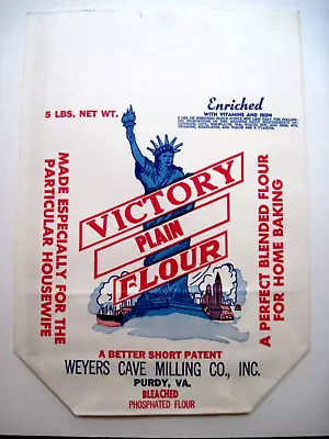 Vintage Paper Flour Bag For   Weyers Cave Milling Co.  In Purdy VA W/ Liberty * • $30