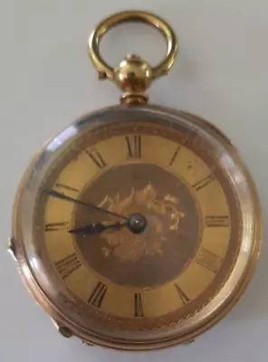 Antique Victorian 1880's 14 Karat GoldLarge Numb Pocket Watch Wind Up Movement • $599.95
