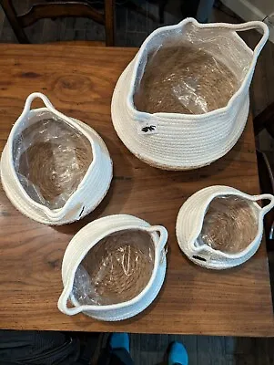 POTTERY BARN Eileen Basket Planter - Set Of 4-Oatmeal - OPEN BOX • $79