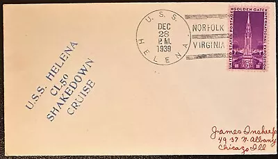 1939 US #852 W USS Helena Cncl On Cover; Ship USS Helena Sunk July 6 1943 *d • $22