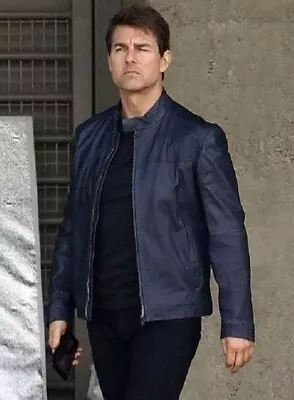 Mission Impossible Dead Reckoning Tom Cruise Leather Motorcycle Leather Jacket • $89.99