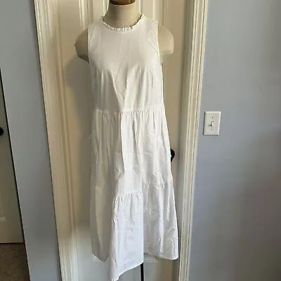 J CREW Women’s 6 White Sleeveless Tiered Midi Dress Summer Bride • $21.24