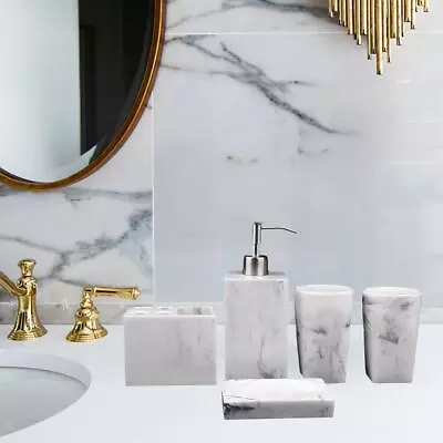 5 Pack Bathroom Accessories Set Marble Look Toothbrush • $87.52