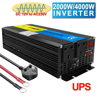 £179.99 • Buy 2000w 4000w Pure Sine Wave Power Inverter 12v To 230v Converter UPS Charge Home