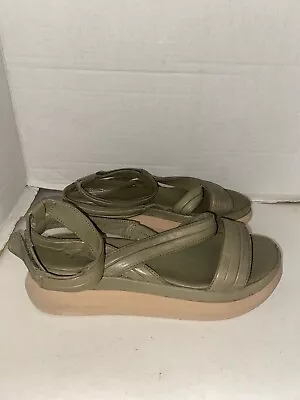 Miz Mooz Punk Leather Asymmetrical Sandals Sage Green Leather Sz Eu 39  • $30