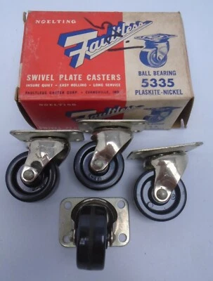 $19.95 • Buy Vintage Noelting Faultless Swivel Plate Casters 5338 2  Tall 1 1/2  Dia T937A