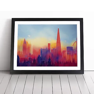 Watercolour London Skyline Vol.3 Abstract Wall Art Print Framed Canvas Picture • £14.95