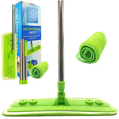 Laminate Floor Mop With Washable Microfibre Cleaning Pad Tile Wood Kitchen  • £12.99