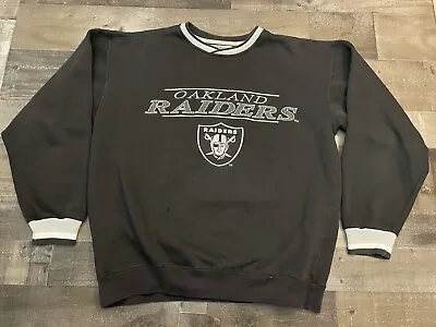 Starter NFL Oakland Raiders Black Crewneck Pullover Sweatshirt Size Large • $39.99