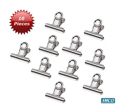 £2.85 • Buy 10 BULLDOG CLIPS Strong PAPER LETTER Silver Chrome METAL Small To Large By SMCO