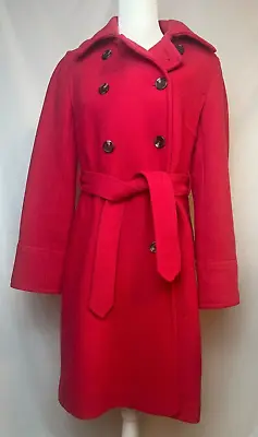 J. Crew Stadium Cloth By Nello Gori Berry Knee-Length Belted Wool Coat 6 🍒 • $149.99