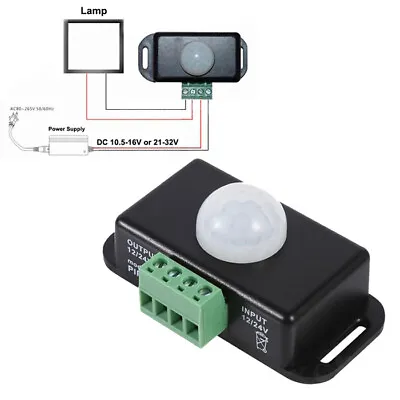 Auto ON OFF Detector Infrared PIR Motion Sensor Switch F LED Light Strip 12V-24V • $18.25