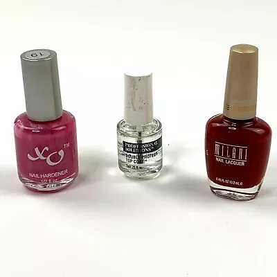 Milani Nail Lacquer Set Red XO Nail Hardener Double Protect Top Coat New Three • $11.99