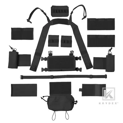 KRYDEX Micro Fight Chassis Chest Rig Modular Accessory Set Pouch Combo Black Lot • $12.95