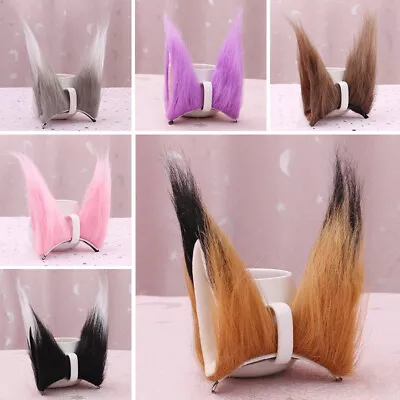 Anime Neko Halloween Cat Fox Ears Long Fur Cos Hair Clips Headband Party Costume • $9.99