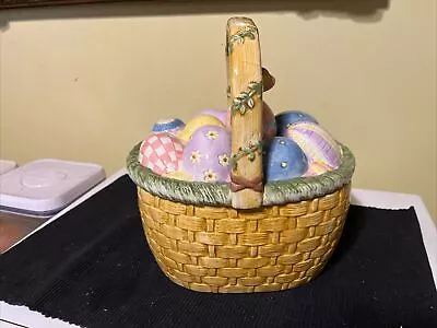 Debbie Mumm Cookie Jar Spring Is In The Air Easter Eggs Basket Butterfly Sakura • $29.99