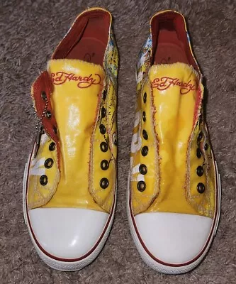 Ed Hardy Koi Fish Print Slip On Shoes Laceless Sneakers 19SLR406W Women's Size 9 • $29.69