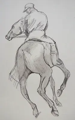 Pencil Drawing After Edgar Degas Of A Jockey On Horseback Ivory Paper  • £29.99