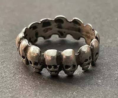 Georgian Memento Mori Skull Skulls Silver Mourning Ring US-8 4-Grams • $75