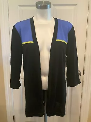 Exclusively Misook Black Blue & Green Colorblock Open Cardigan Size XS • $38