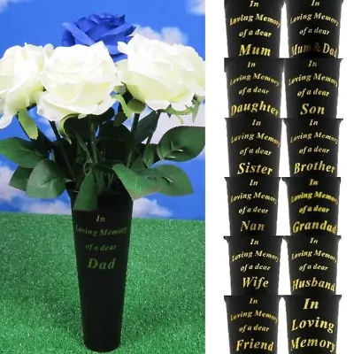 GRAVE VASE SPIKE Memorial Black Loving Memory Funeral Flowers Pot Remembrance💔 • £6.95