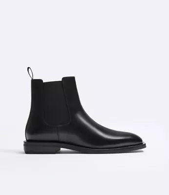 NWT Zara Men’s Chelsea Boot Black Leather 2045/220 Size 41 US 8 • $89