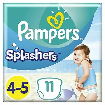 Pampers Splashers Swim Nappies Size 4-5(girl)  Disposable Swimming Pants-11 Pack • £6.75