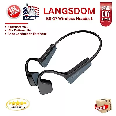 LANGSDOM Bone Conduction Non-Ear Sports Headphone Earphone Bluetooth Waterproof • $25.99