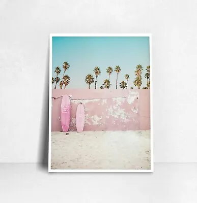 Pink Coastal Beach & Ocean Wall Art Print. A3 A2 A1 Sizes • $74.50