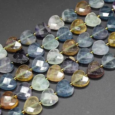 12mm Heart Shaped FACETED Semi-precious Gemstone Beads - Various Stones • £30.99