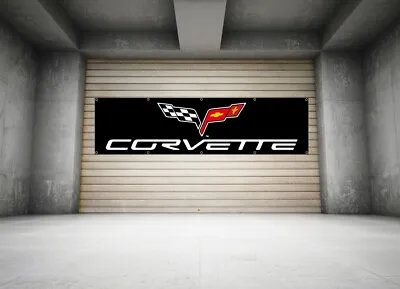 Chevrolet Corvette Banner 2x8Ft Flag Chevy Car Racing  Show Garage Wall Workshop • $14.97