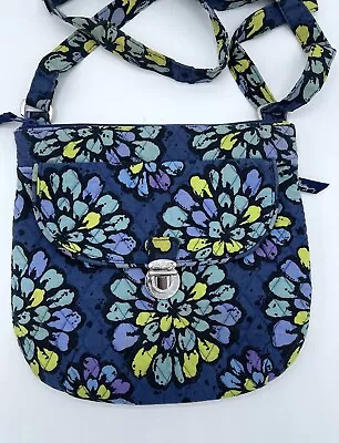 Vera Bradley INDIGO POP Crossbody Saddle Hipster Shoulder Bag Push Lock Purse EC • $24.99