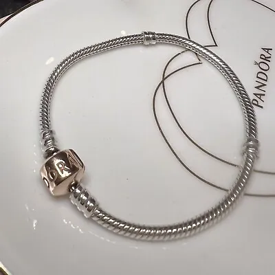 Genuine Pandora Moments Charm Bracelet Silver Rose Gold Clasp ALE R 17cm • £30