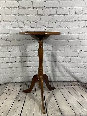 Vintage Small Petite Wood Pedestal Table Or Plant Stand 23” Tall • $59.04