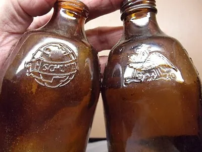 Vintage 1970's Schlitz & Bud Brown Small Glass Beer Bottles Maine Woods Find! • $10.99