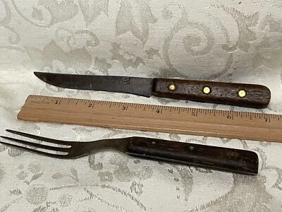 $8.75 • Buy Vintage ROBESON HAMMERED U.S.A.7  Knife Hi-Carbon Steel W/ Wood Handle & Fork