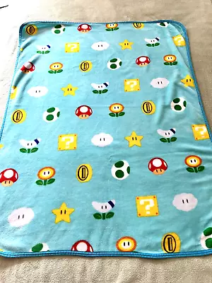 VTG Super Mario Bros. Brothers Velour Fleece Baby Blanket Nintendo 51x41 • $39.99