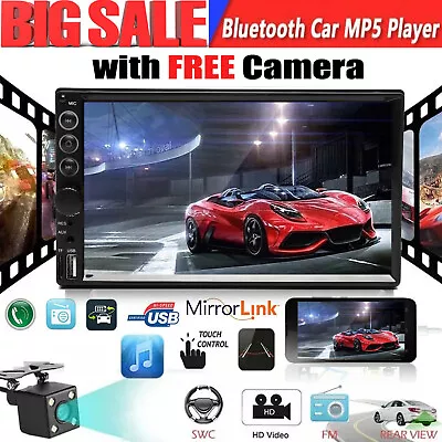 2Din Car Stereo Player W/ Free Camera TouchScreen Mirror Link For GPS Navigation • $50.40