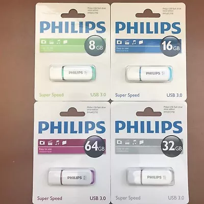 NEW PHILIPS 8/16/32/64 GB SNOW SUPER SPEED USB 3.0 Flash Drive Memory Stick Pen • £6.59