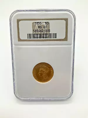 1855 $3 Gold MS61 NGC • $2650