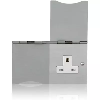 £15.88 • Buy UKDJ UK Mains Recessed Floor Socket 2 Gang 13A Stain Chrome Hinged Covers