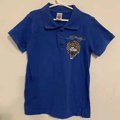 Ed Hardy Kids Blue Tiger Polo Short Sleeve Shirt Size S 8  • $9.98