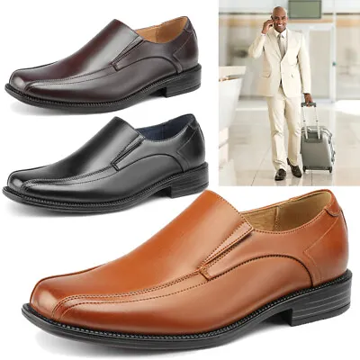 Men Dress Loafers Slip-ons Shoes Square Toe Breathable Leather Linings WIDE SIZE • $29.89